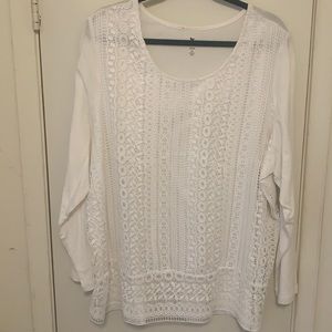 Beautiful, white lacy long sleeve tee, 22/24